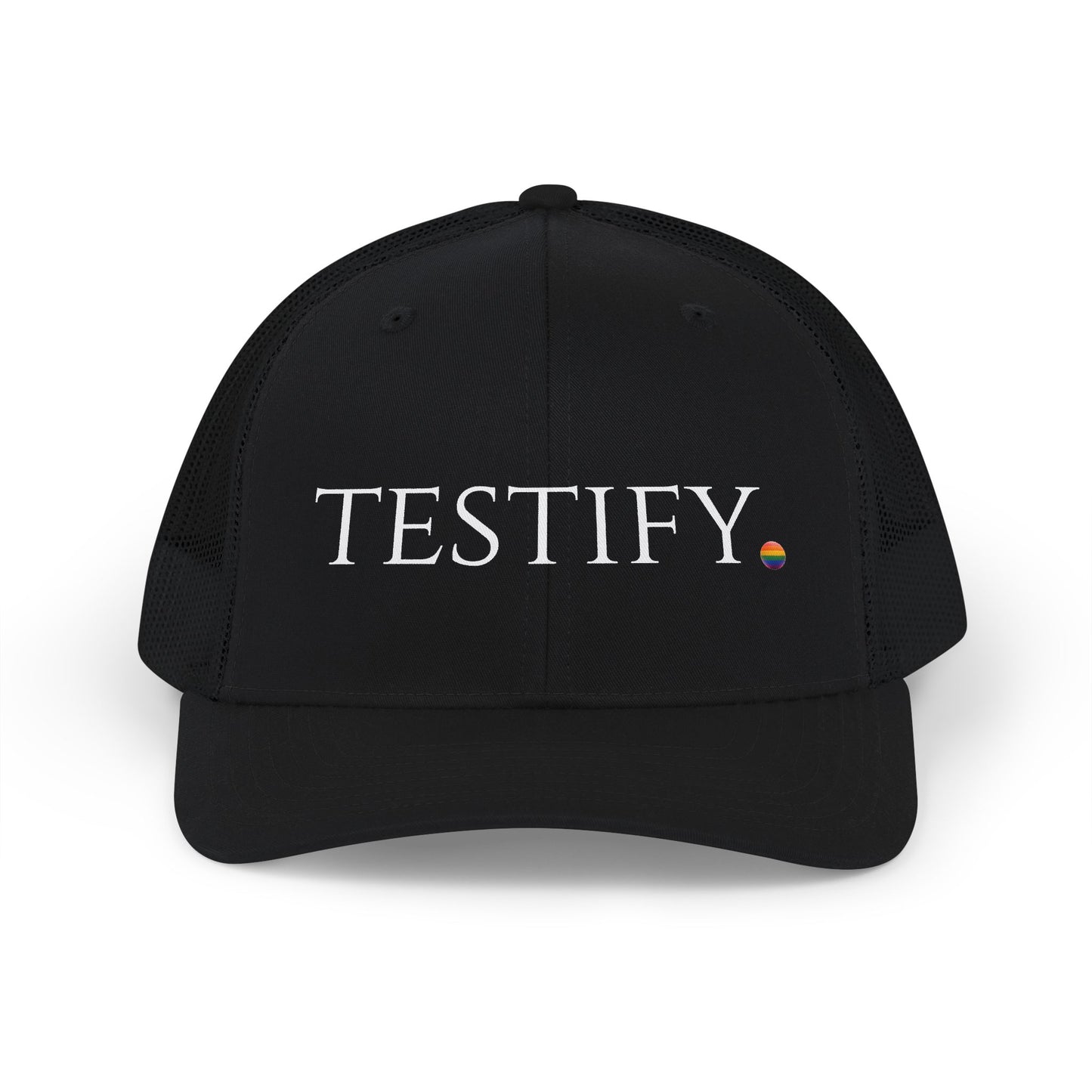 "Testify" Snapback Trucker Hat — Embroidered Pride Edition
