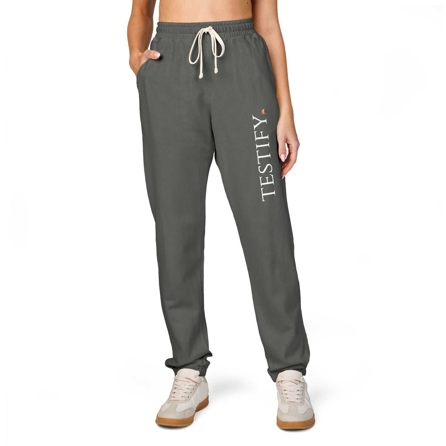 "Testify" Vertical Logo Sweatpants — Pride Edition
