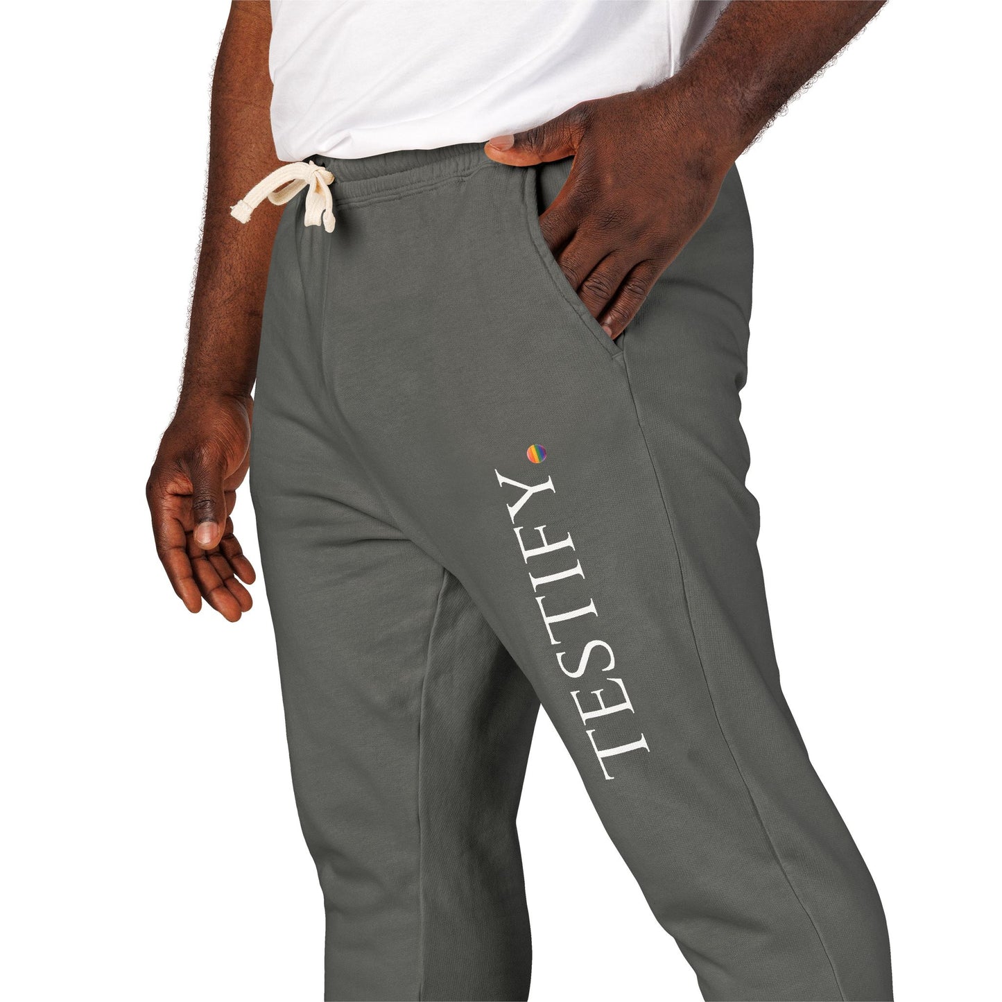 "Testify" Vertical Logo Sweatpants — Pride Edition